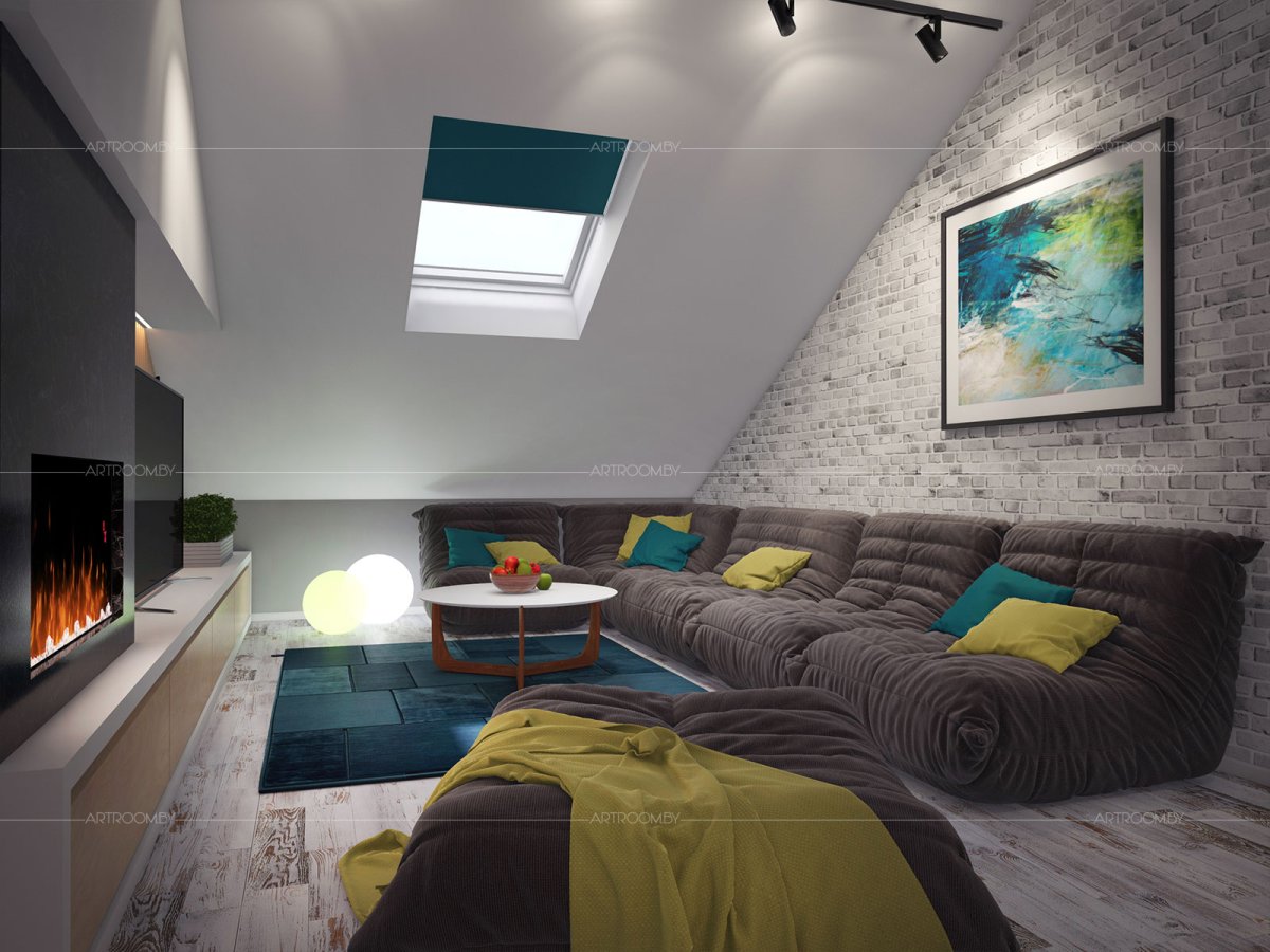 Диван на мансарде