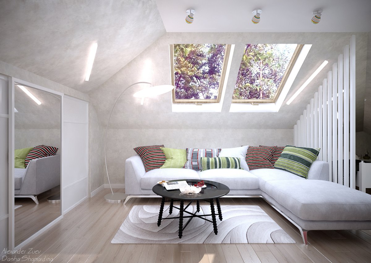 Интерьер мансарды в скандинавском стиле
