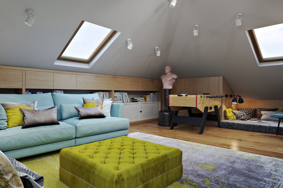 Офис в мансарде в стиле лофт