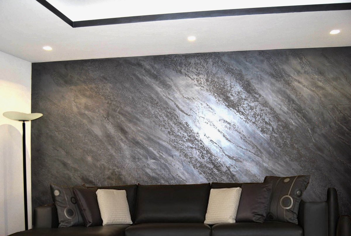 Декоративная штукатурка синяя текстура