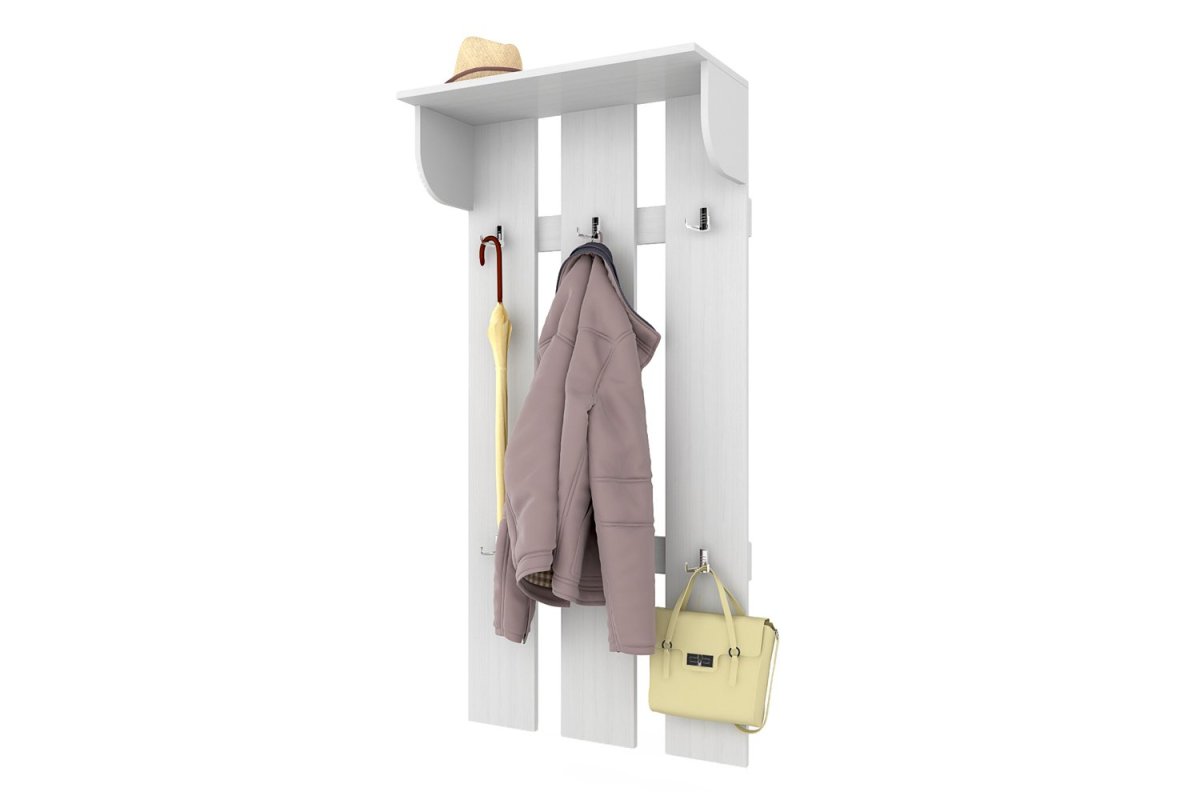 Угловая полка деревянная с крючками