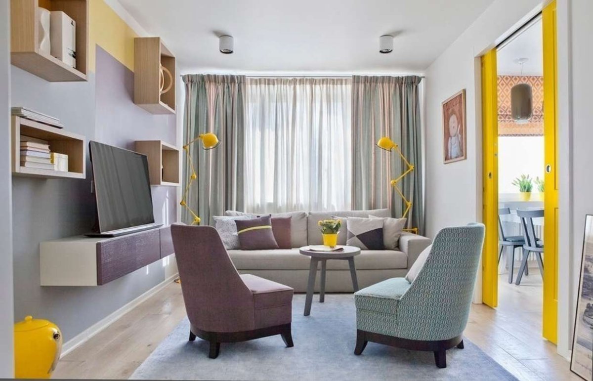 Серый и желтый в интерьере