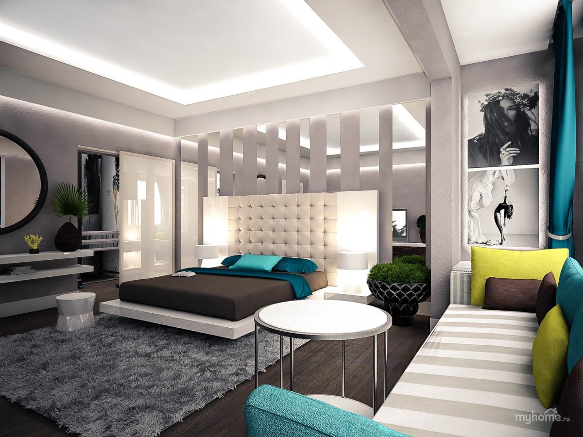 Спальная комната для пары в современном стиле