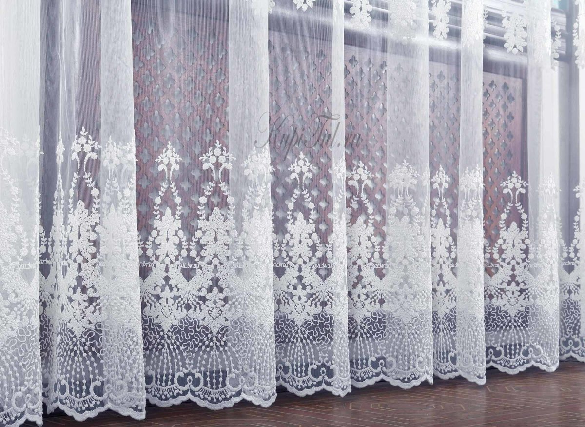 Тюль с вышивкой в интерьере