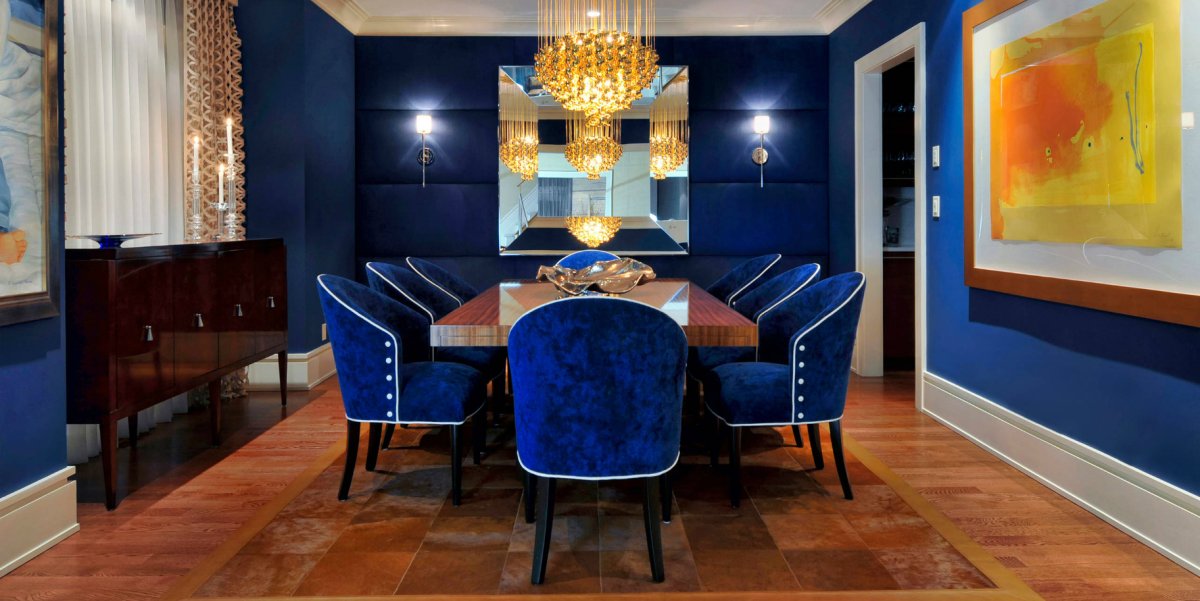 Интерьер кухни в синих тонах