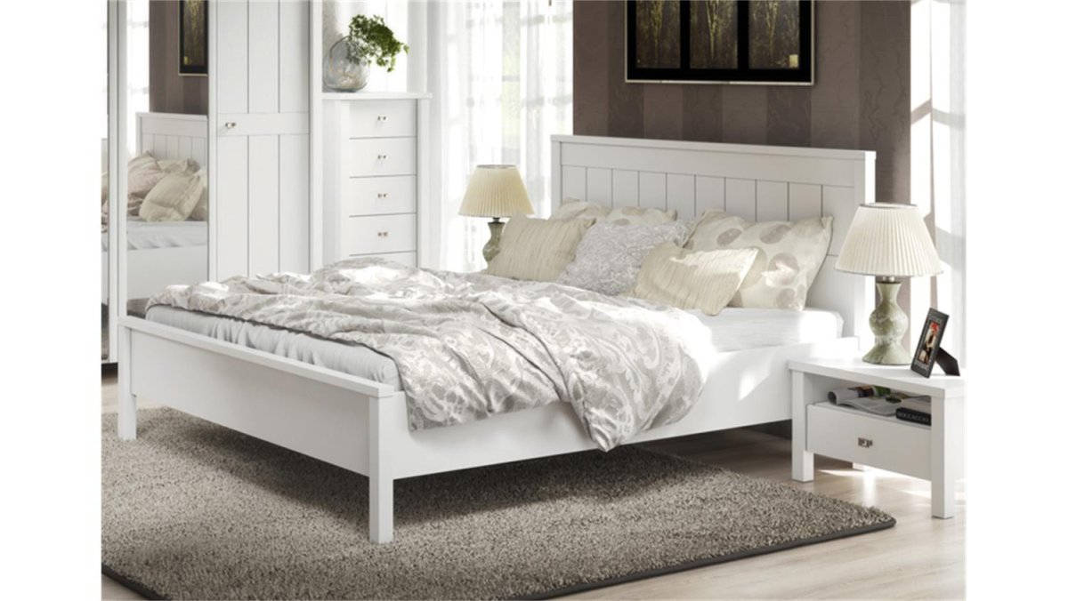 Спальня кровать из сосны белая мебель