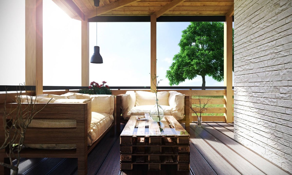 Деревянная веранда современная