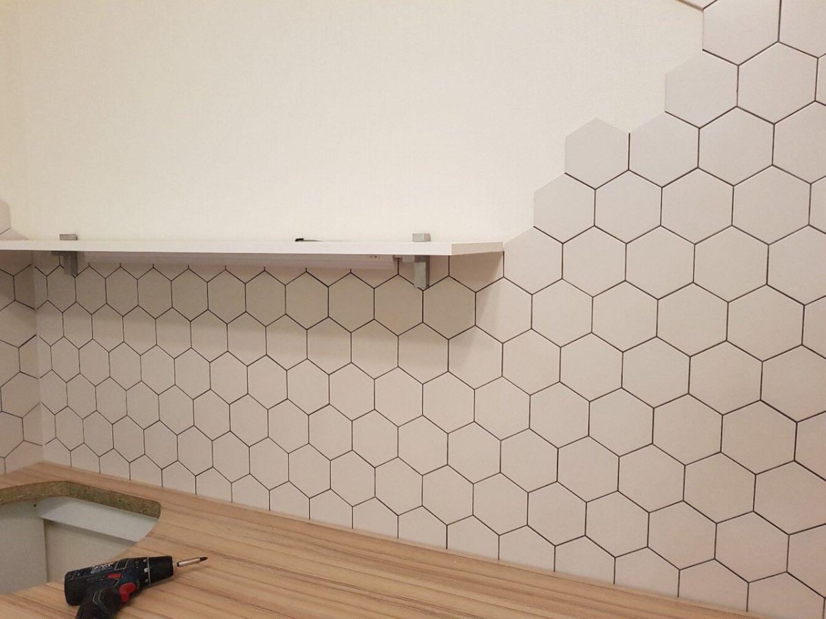 Мозаика Гексагон на фартук для кухни