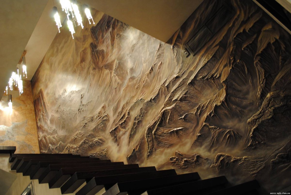 Природный камень в интерьере гостиной