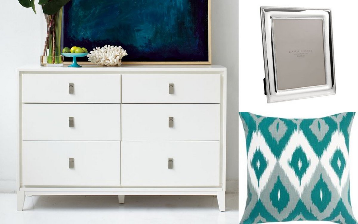 Комод белый вельвет с лампами