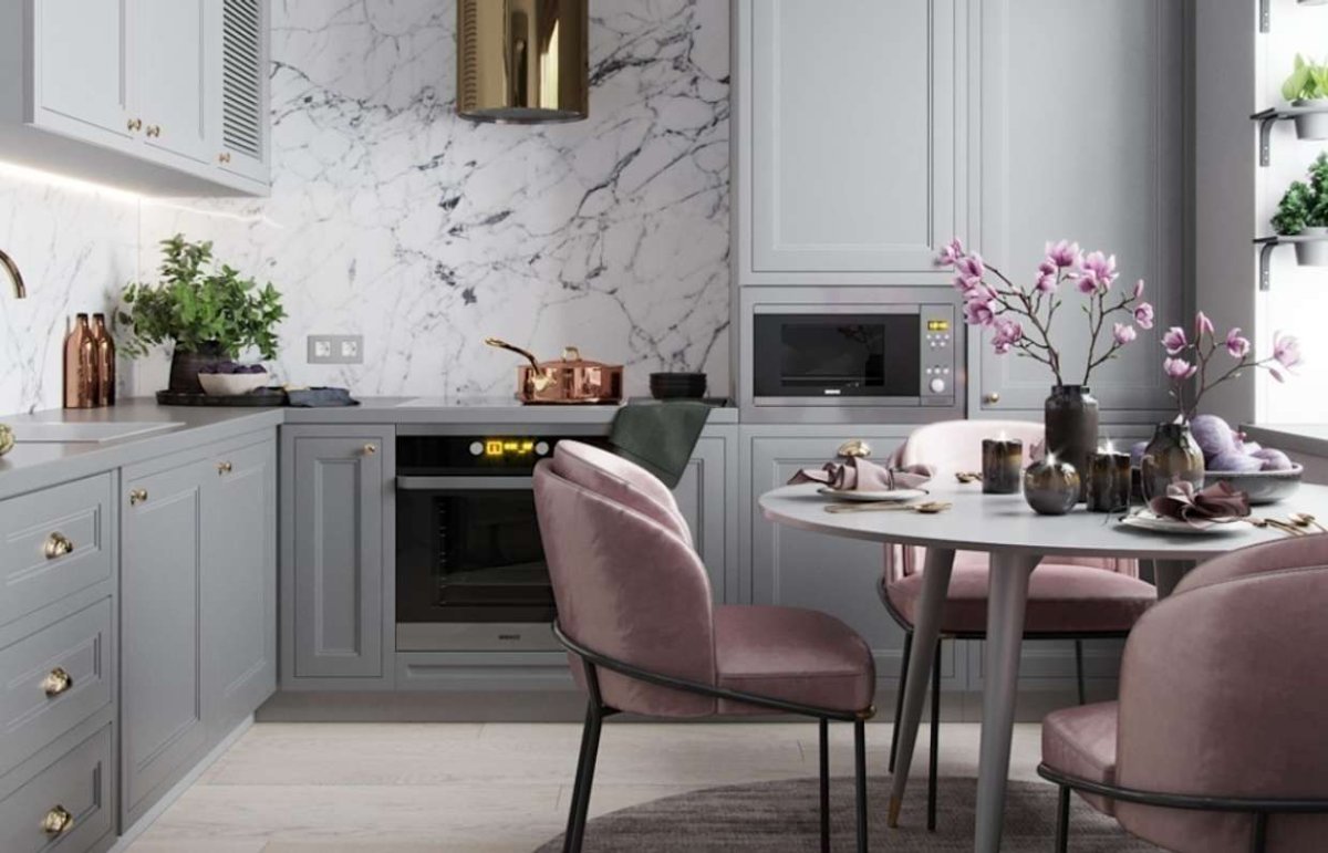 Стильная серая кухня