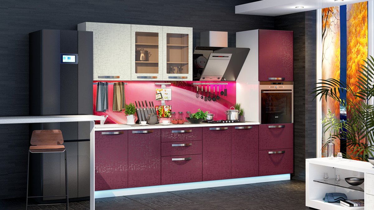 Угловая кухня с пеналом