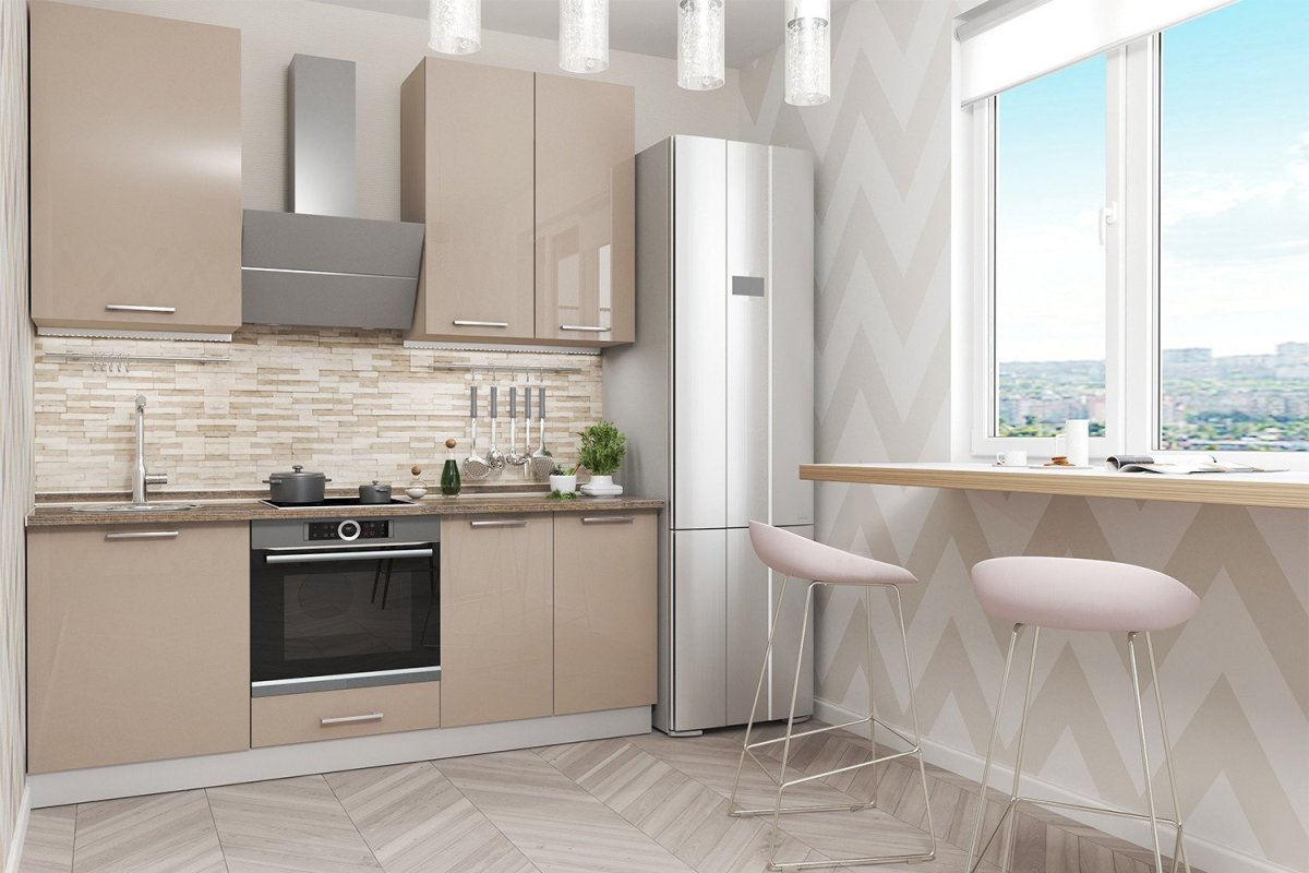 Кухня цвет жемчуг глянец