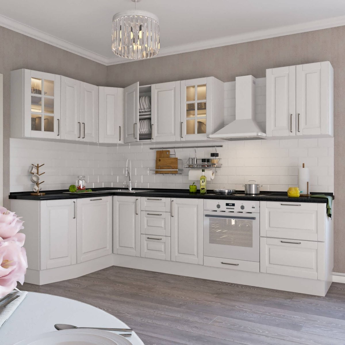 Светлая глянцевая кухня