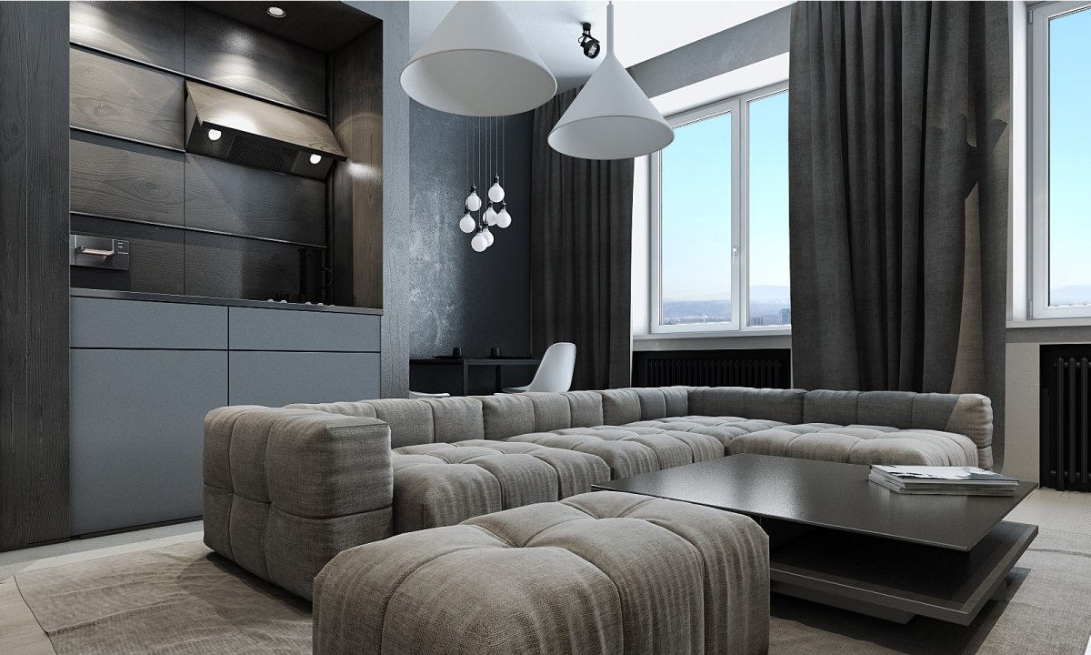 Гостиная в сером стиле