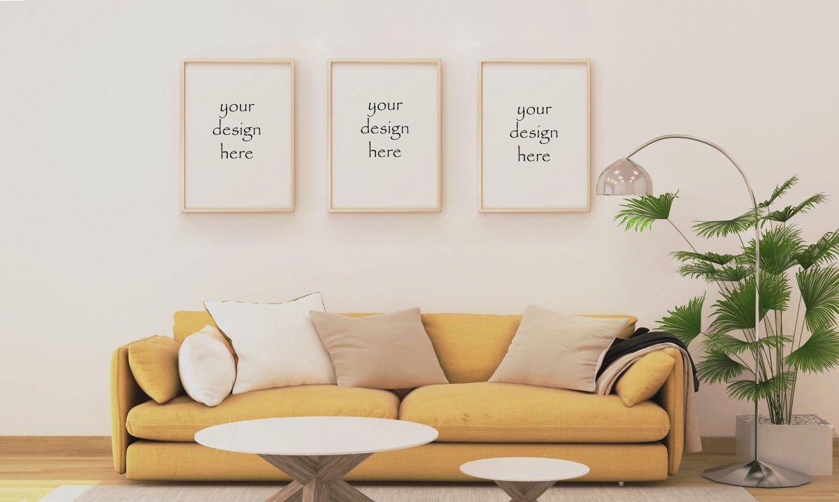 3 Картины в интерьере мокап
