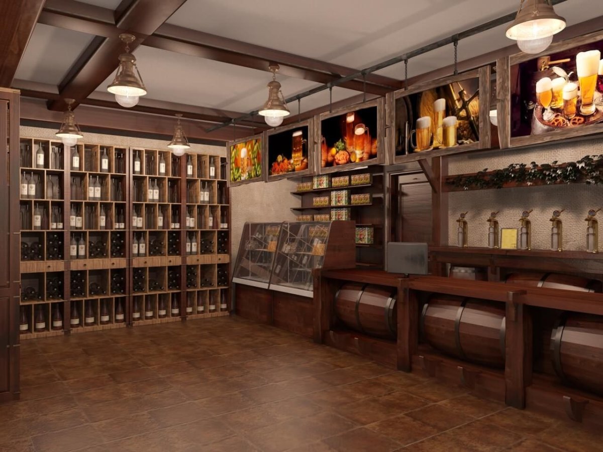 Красивый интерьер пивного магазина