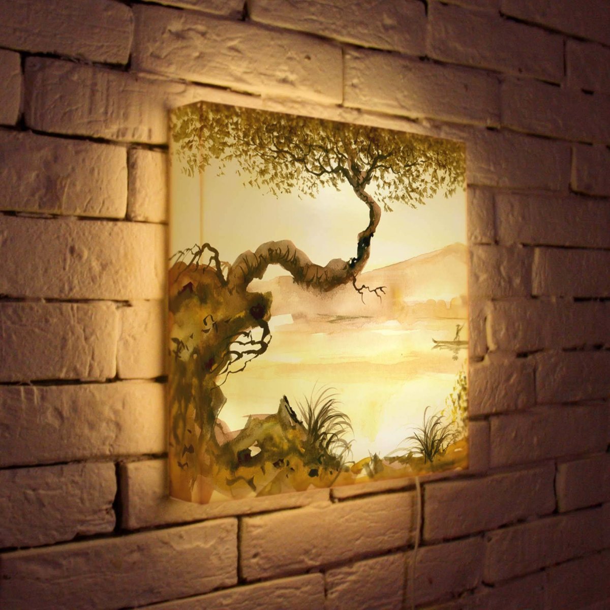 Картина абстракция с подсветкой