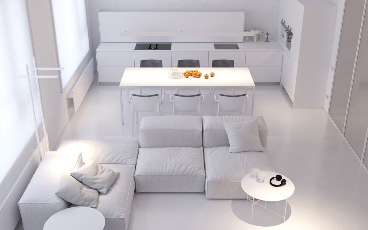 Интерьер белый без текстур