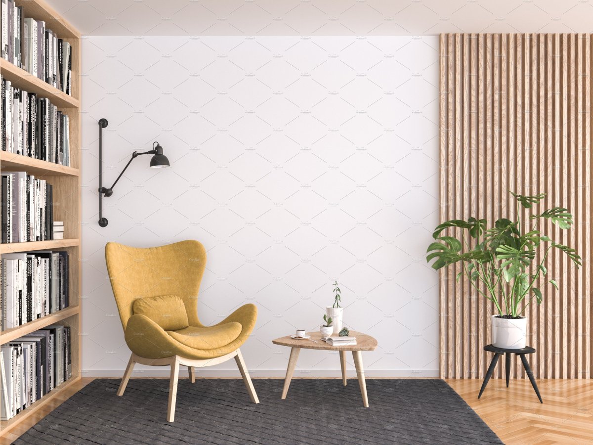 Мокап стена в интерьере