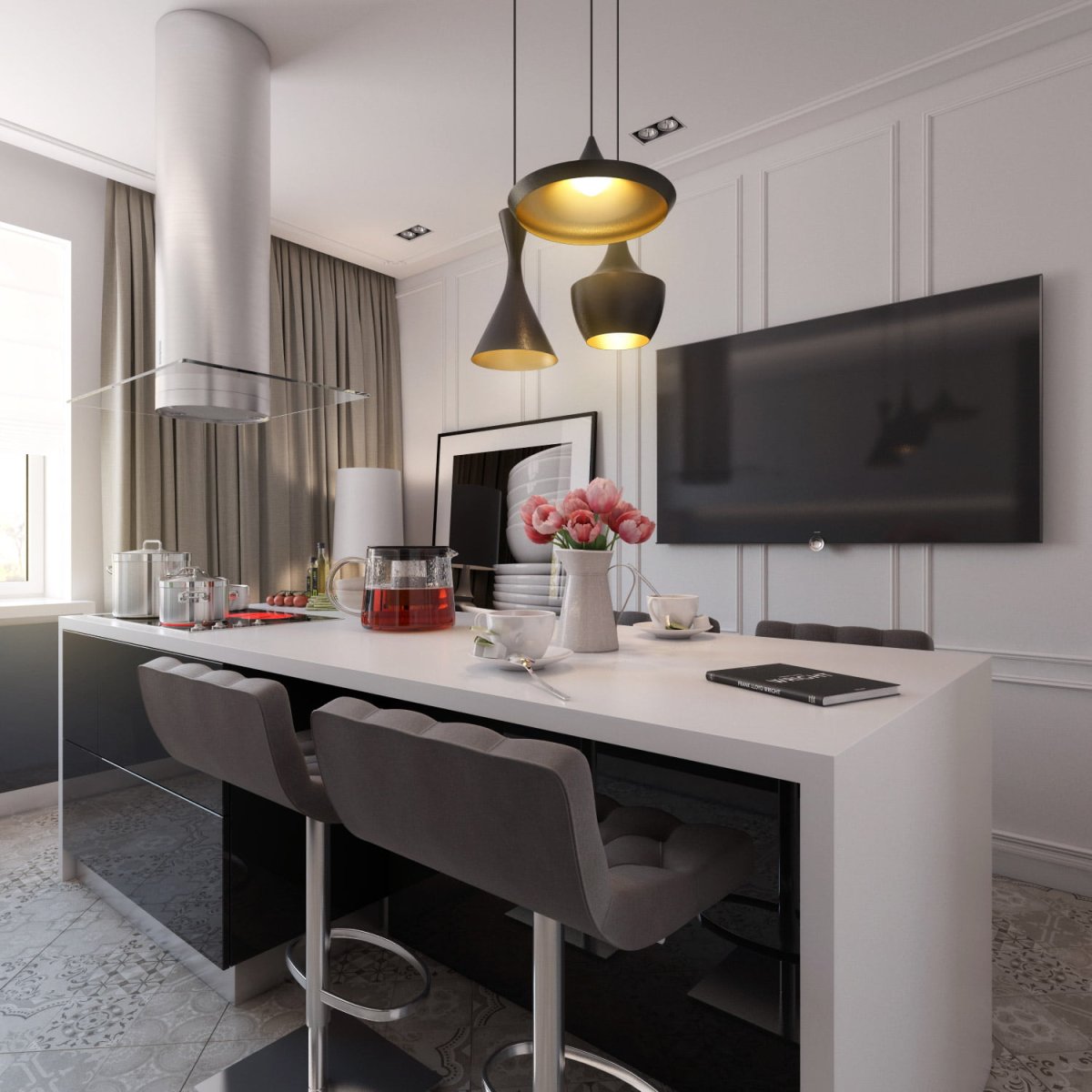 Зеркало над кухонным столом