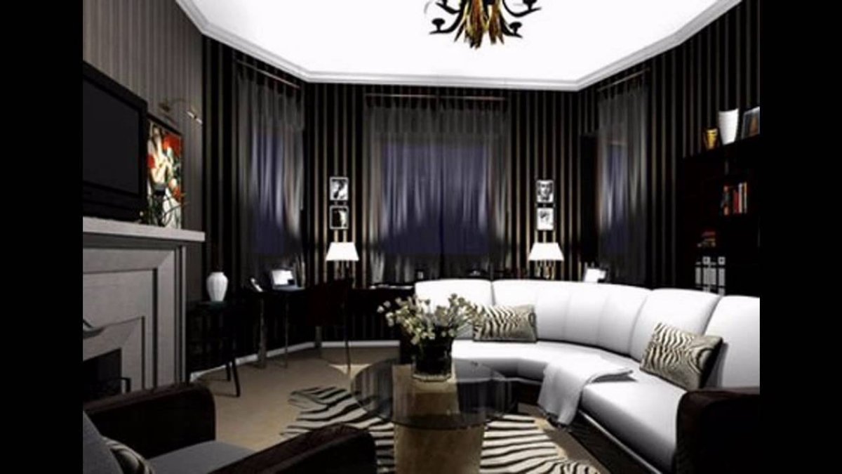 В интерьере серые штора ковер Зебра,какогоцета диван?