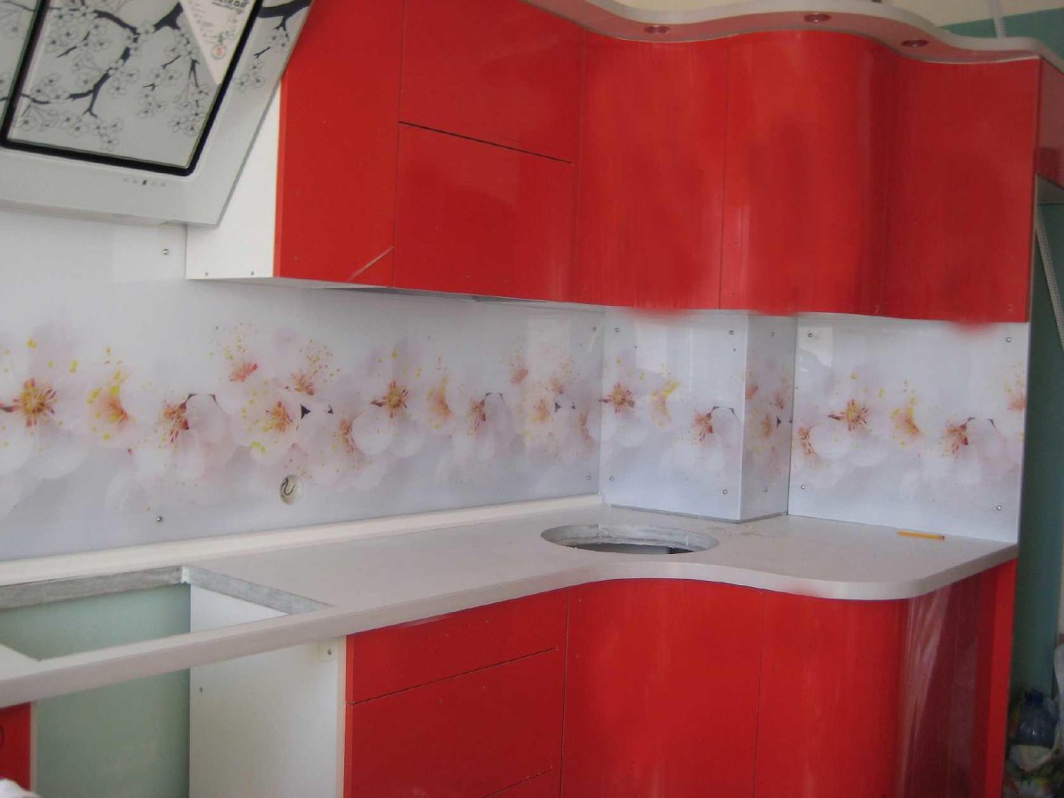 Стеклянные фальшпанели для кухни