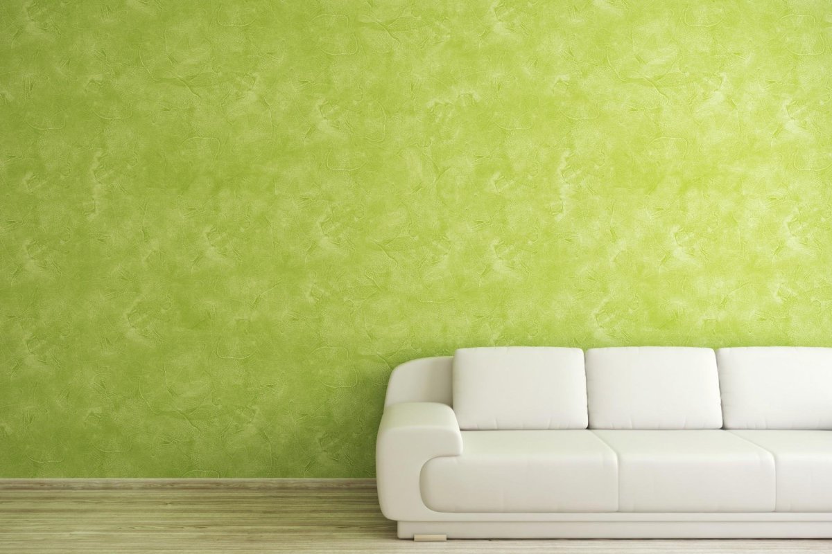 Зеленая штукатурка в интерьере