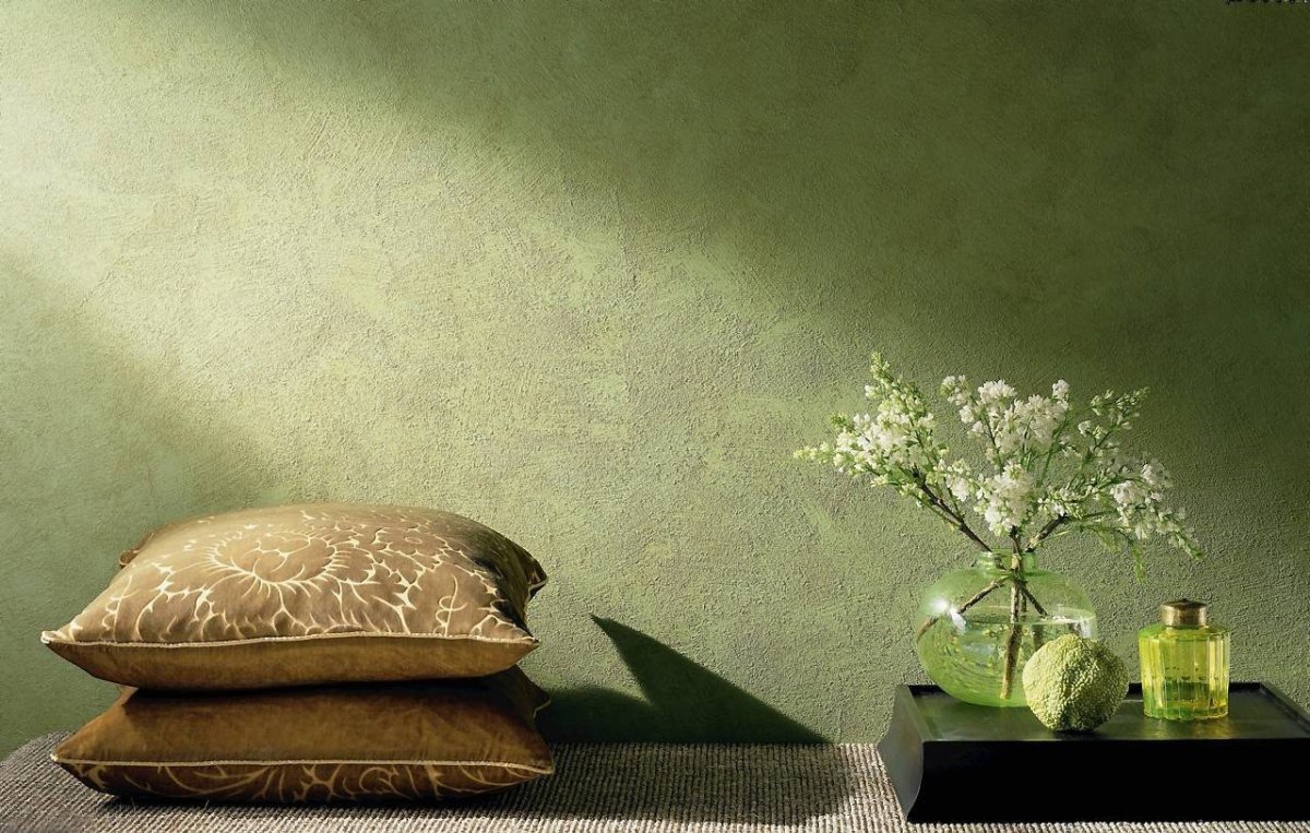 Зеленая штукатурка в интерьере