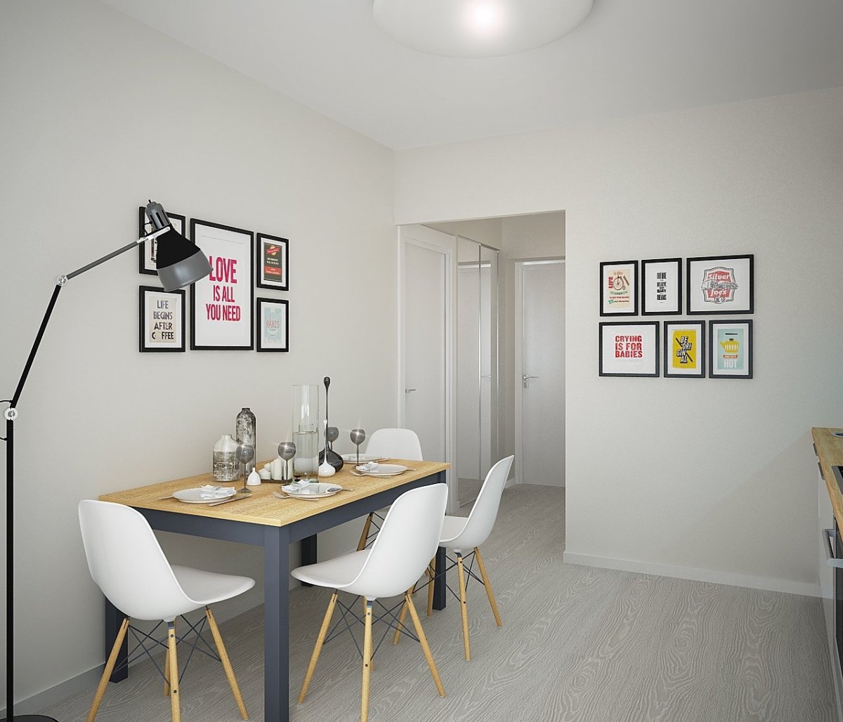 Серые стены на кухне