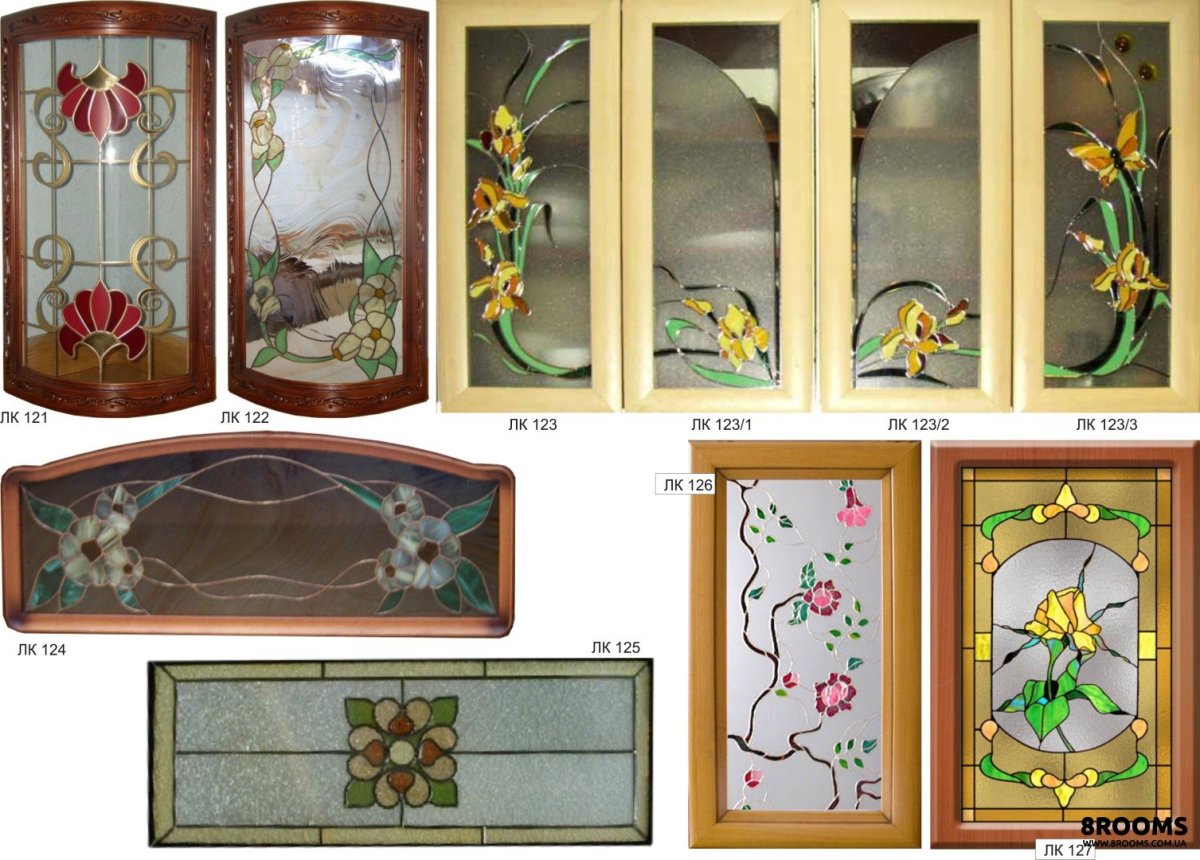 Витражные стекла для кухонных шкафов