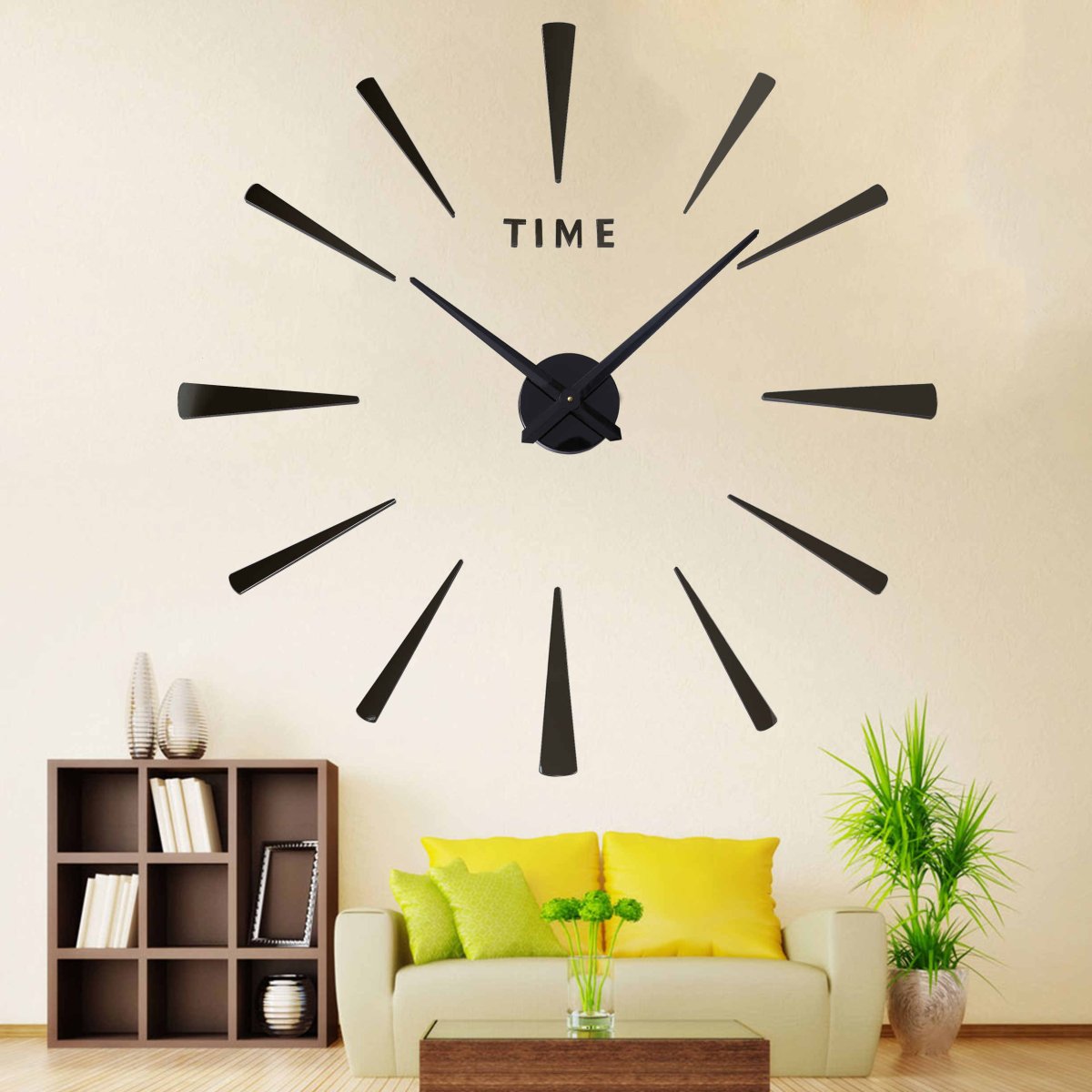 Часы настенные 3 д самоклеющиеся для гостиной большие