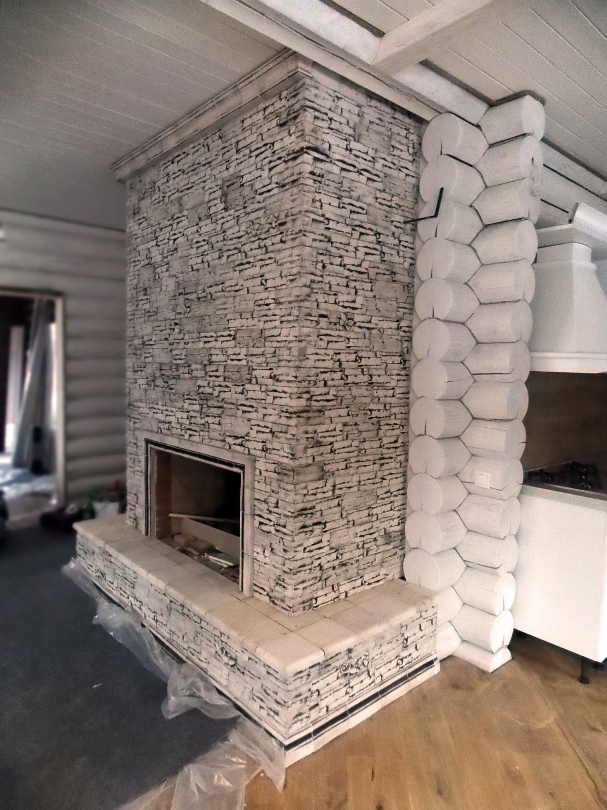 Отделка печи искусственным камнем