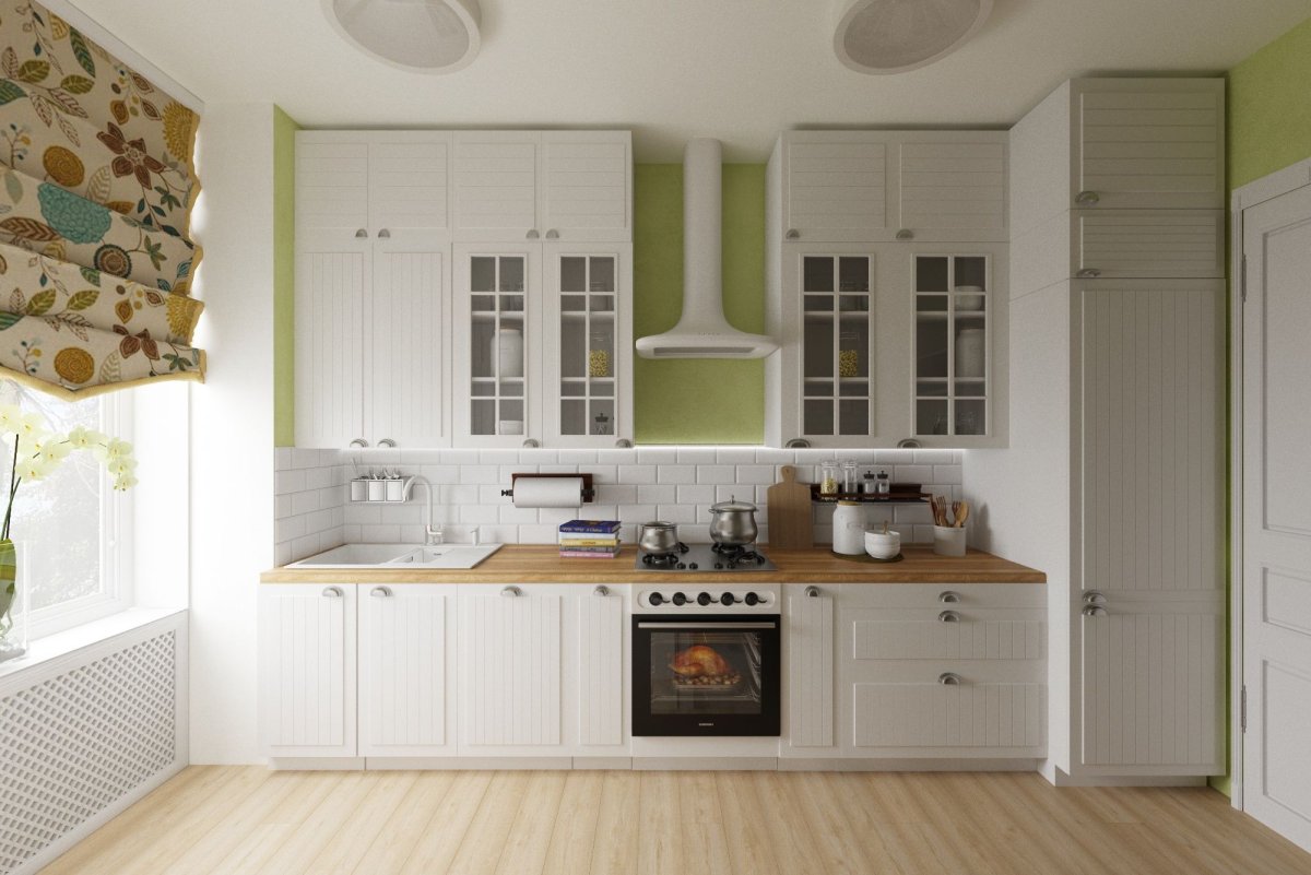 Кухня Будбин зеленая икеа в интерьере