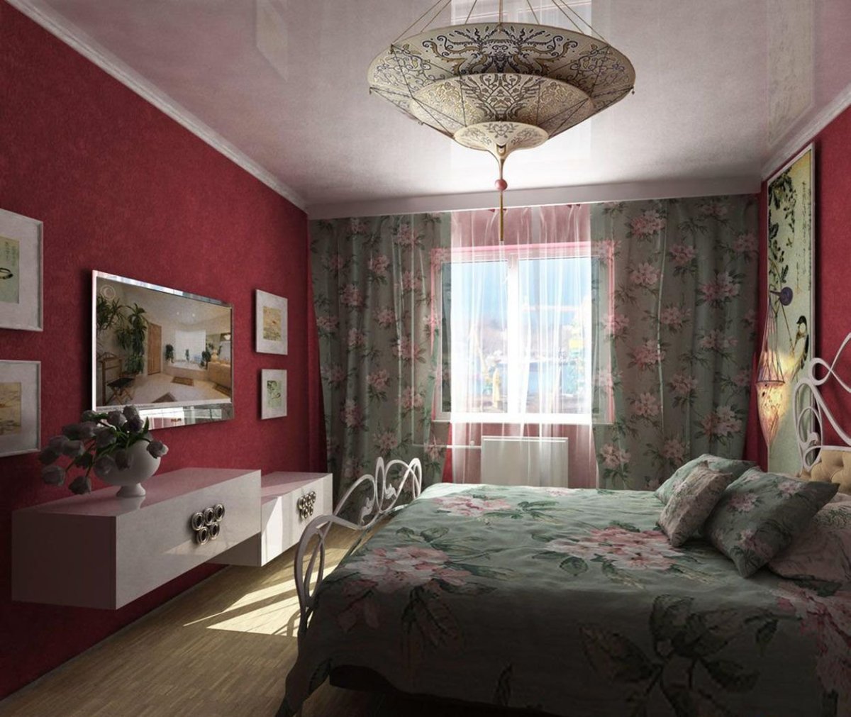 Комната в бордовом цвете