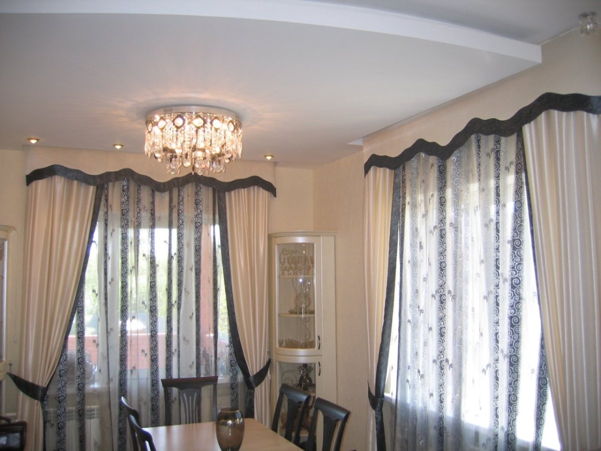 Зонирование эркера шторами