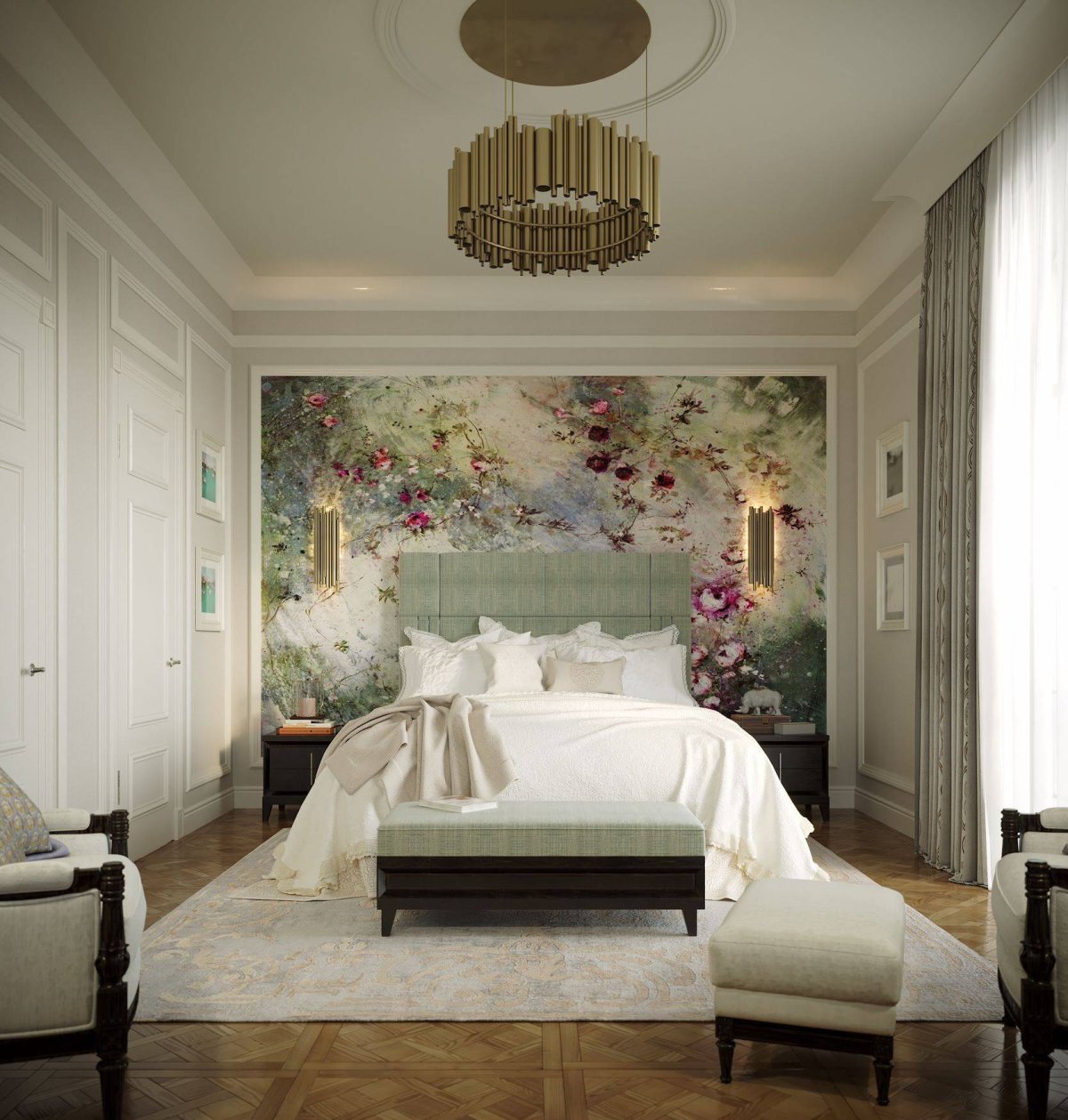 Обои для спальни в классическом стиле