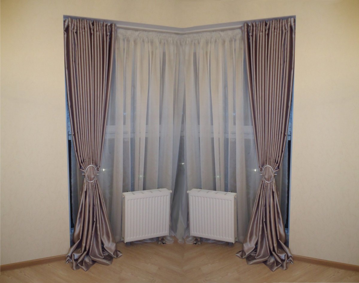 Шторы в угловой зал в современном стиле