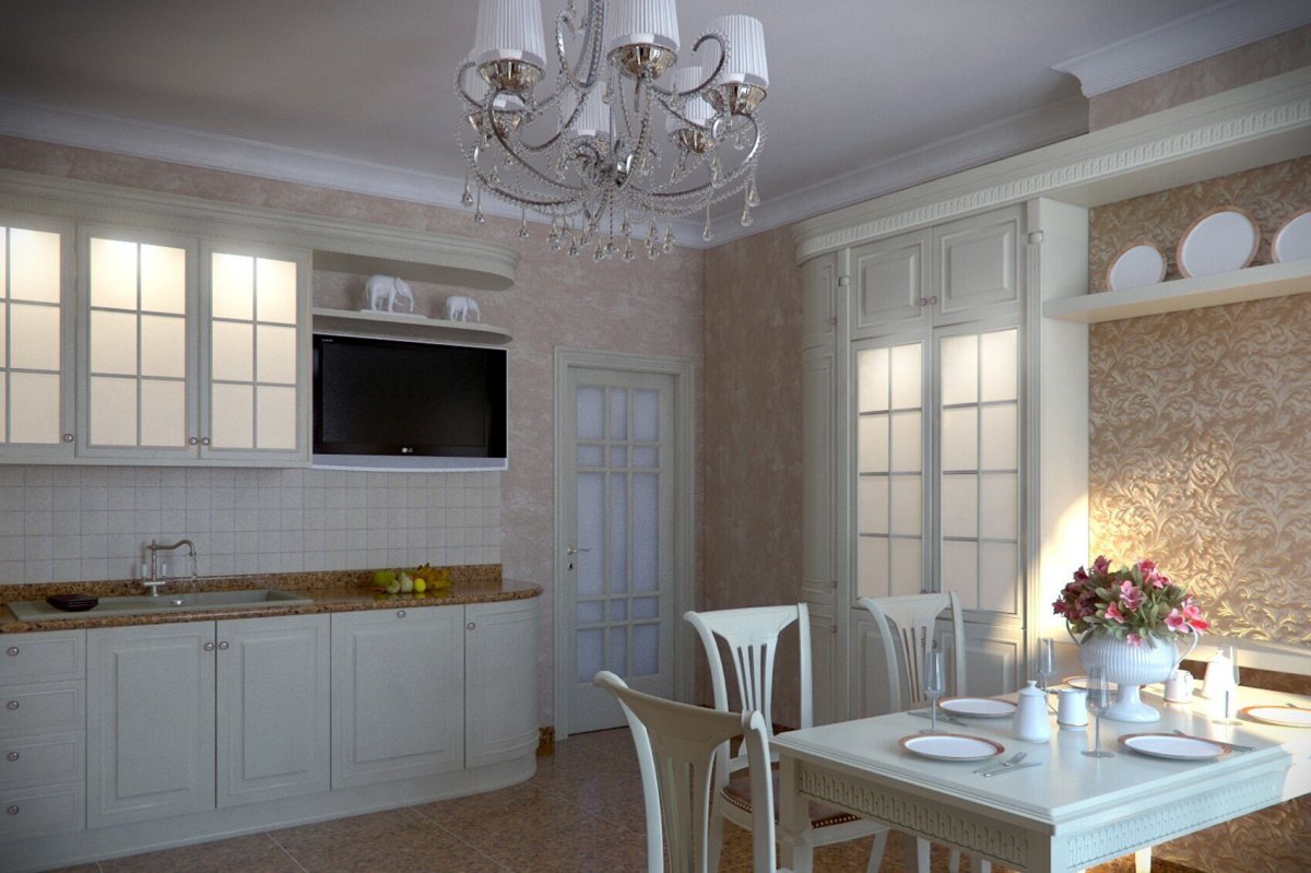 Обои для кухни в классическом стиле