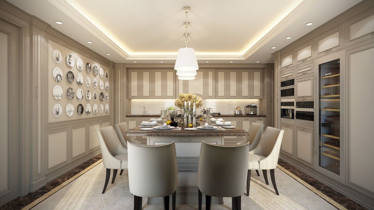 Обои для кухни в классическом стиле