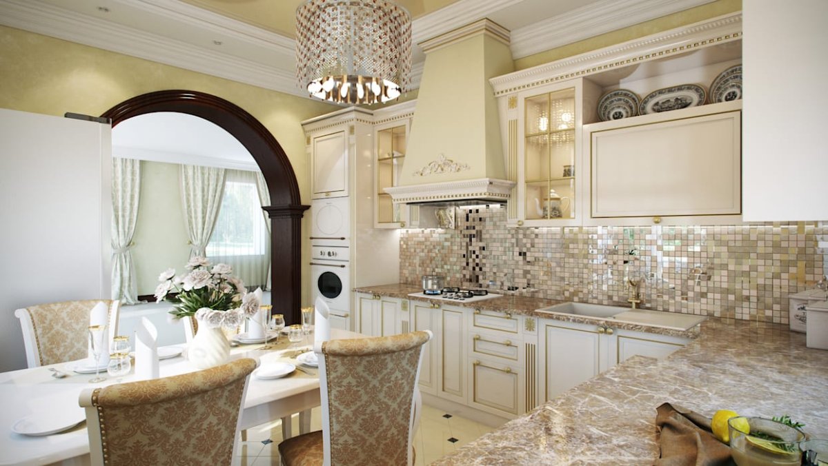 Кухня в классическом стиле коричневая