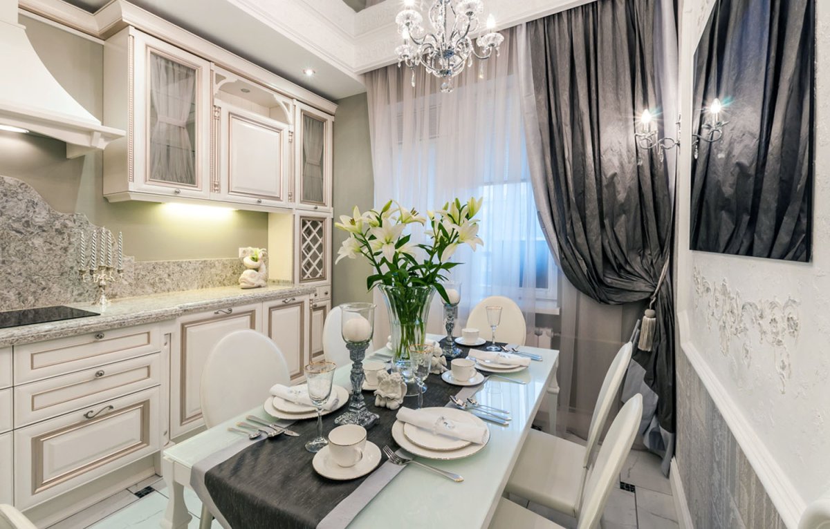 Интерьер кухни Неоклассика в светлых тонах