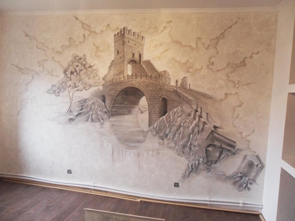 Лепнина на стене старый замок