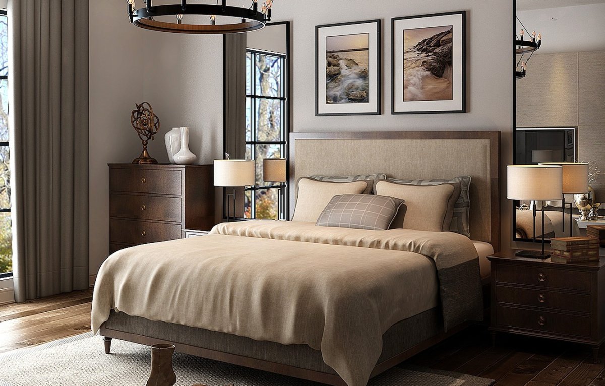 Зеркальные панели в спальне