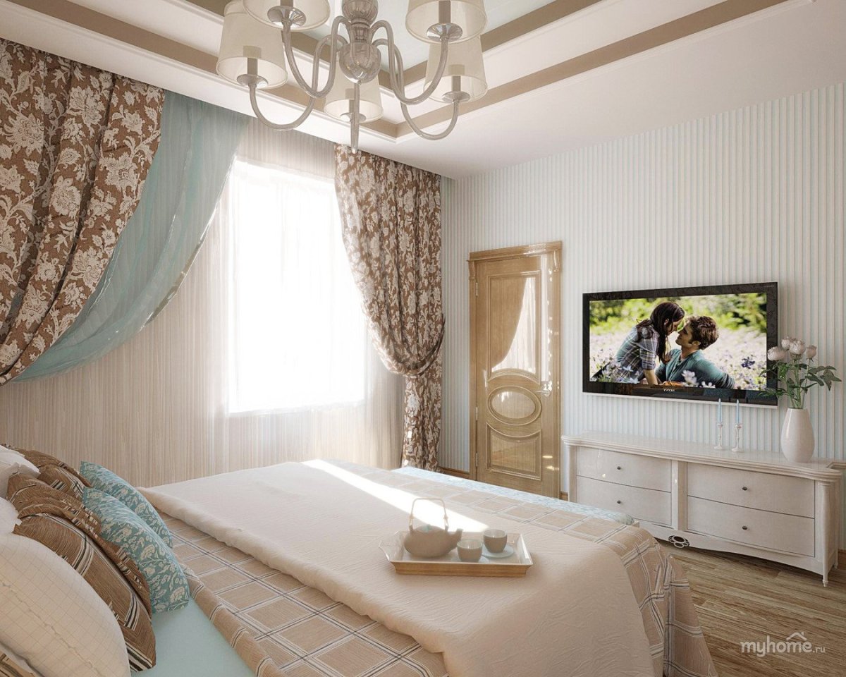 Шторы для спальни в бежевых тонах