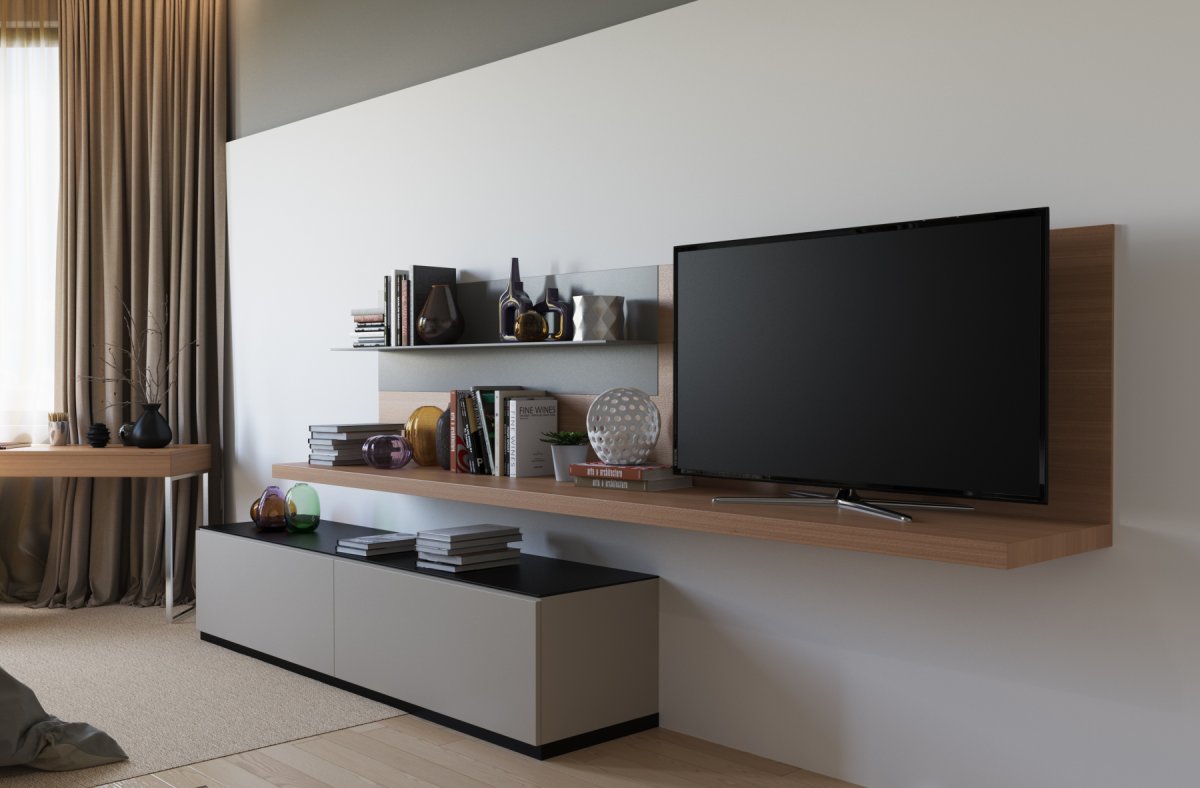 Навесная тумба на всю стену