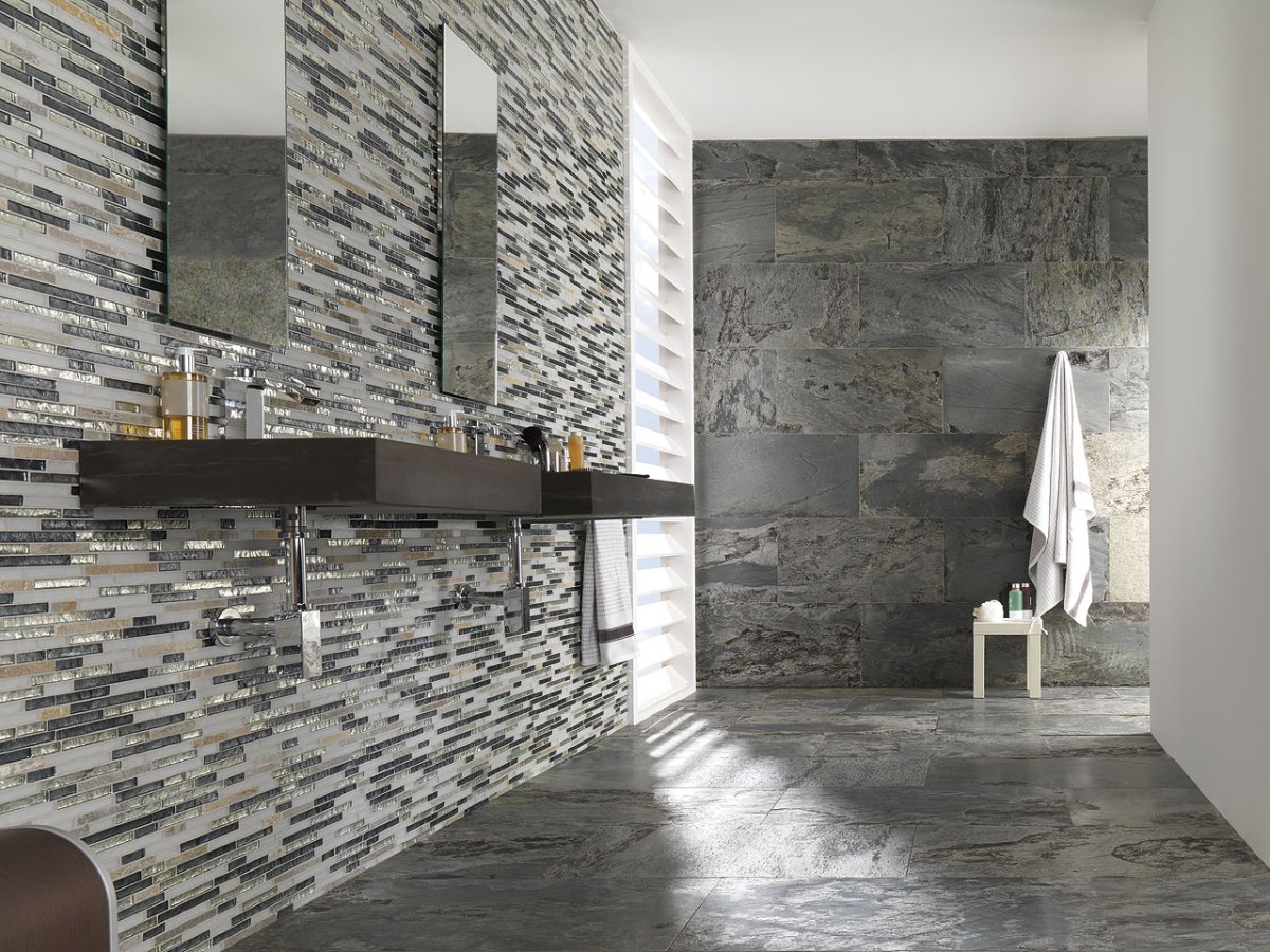 Мозаика l'Antic Colonial Tribal камень и стекло цвет черный фото в интерьере