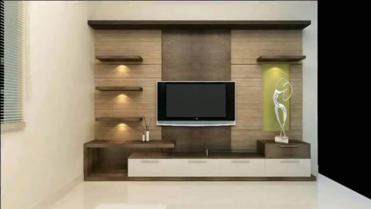 Креативный мебель под телевизор на стене