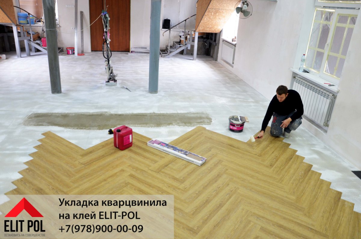 Клеевой кварц винил монтаж