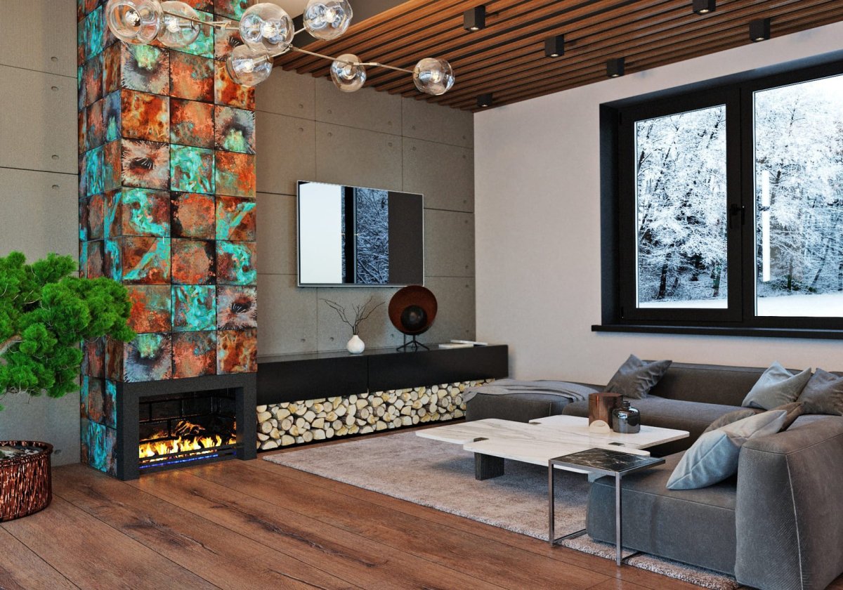 Медь отделка стен